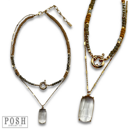 Necklace with large glass pendant - LC