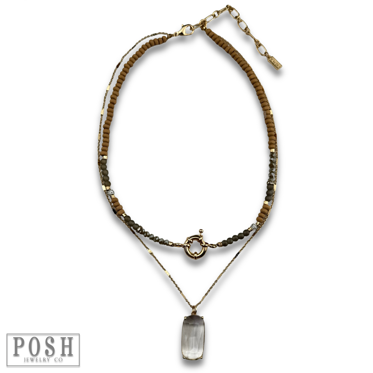 Necklace with large glass pendant - LC