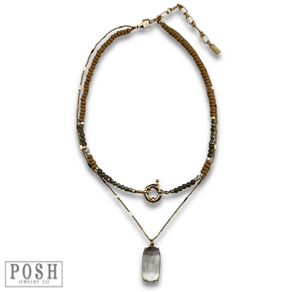 Necklace with large glass pendant - LC