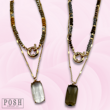 Necklace with large glass pendant - LC