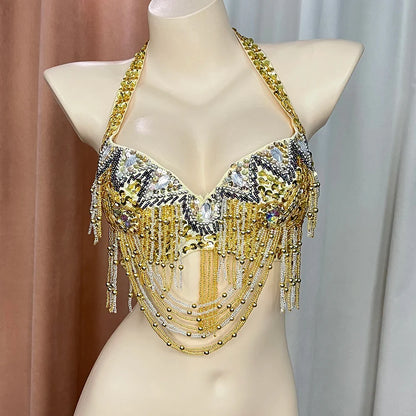 The Stardust Prism Sirena – Deluxe Beaded & Sequined Belly Dance Bra Top