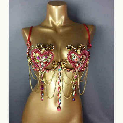The Stardust Prism Sirena – Deluxe Rainbow Rhinestone Samba Carnival Wire Bra