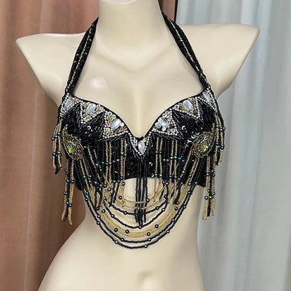The Stardust Prism Sirena – Deluxe Beaded & Sequined Belly Dance Bra Top