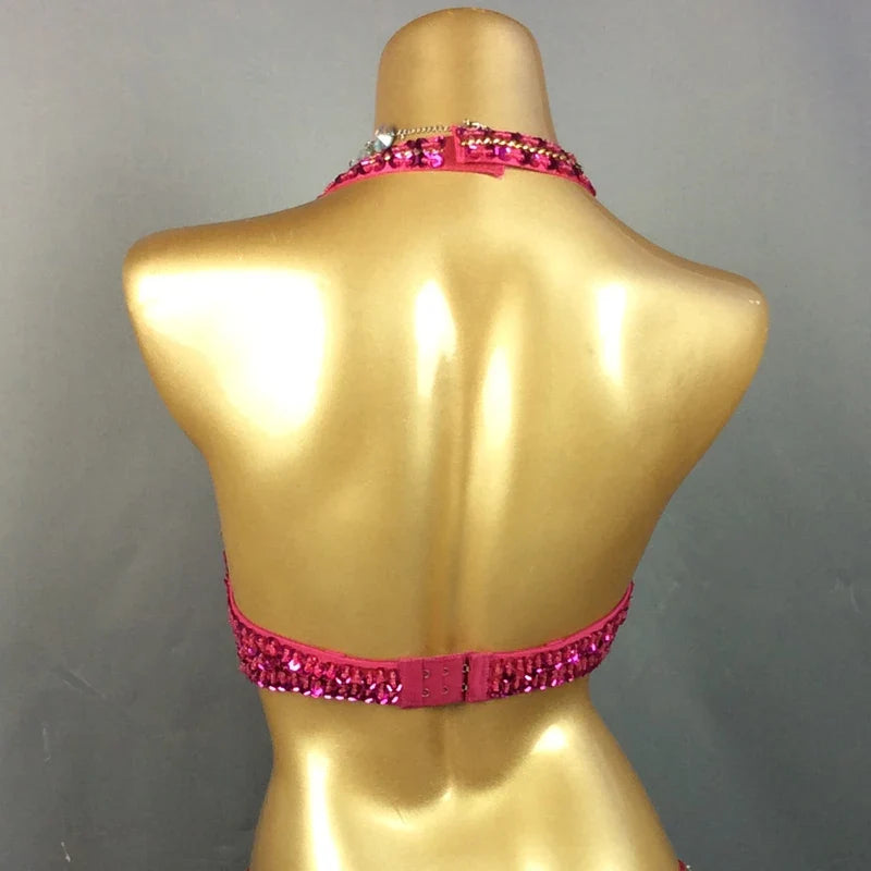 The Stardust Prism Sirena – Deluxe Beaded & Sequined Belly Dance Bra Top