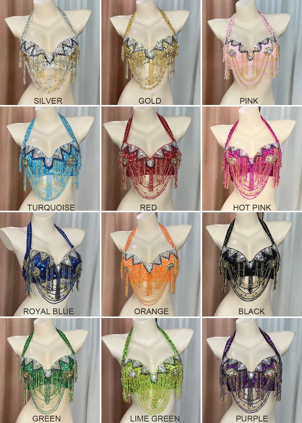 The Stardust Prism Sirena – Deluxe Beaded & Sequined Belly Dance Bra Top