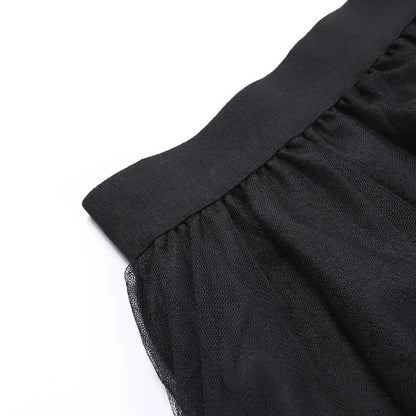 Casual Skirts Punk Sexy Net Yarn High-Waisted Irregular Skirt for Women Summer New European and American Gothic Style Versatile