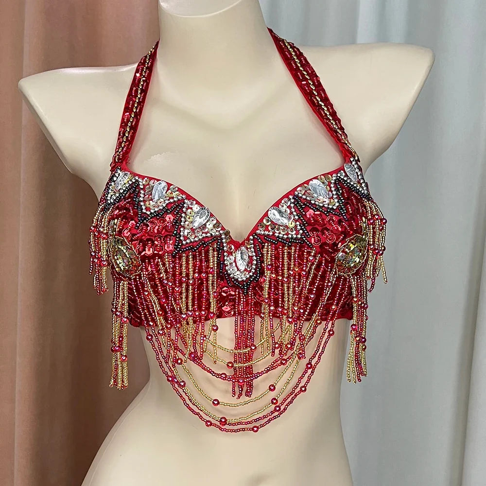 The Stardust Prism Sirena – Deluxe Beaded & Sequined Belly Dance Bra Top