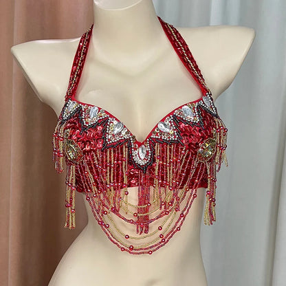 The Stardust Prism Sirena – Deluxe Beaded & Sequined Belly Dance Bra Top