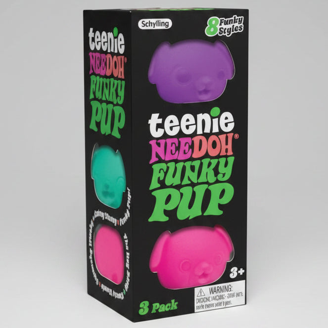 Schylling Nee-Doh Teenie Funky Pups: 3-Pack (includes Purple, Blue, Pink)