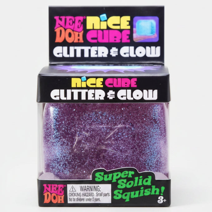 Schylling Nee-Doh Glitter and Glow Nice Cube: Purple Cube