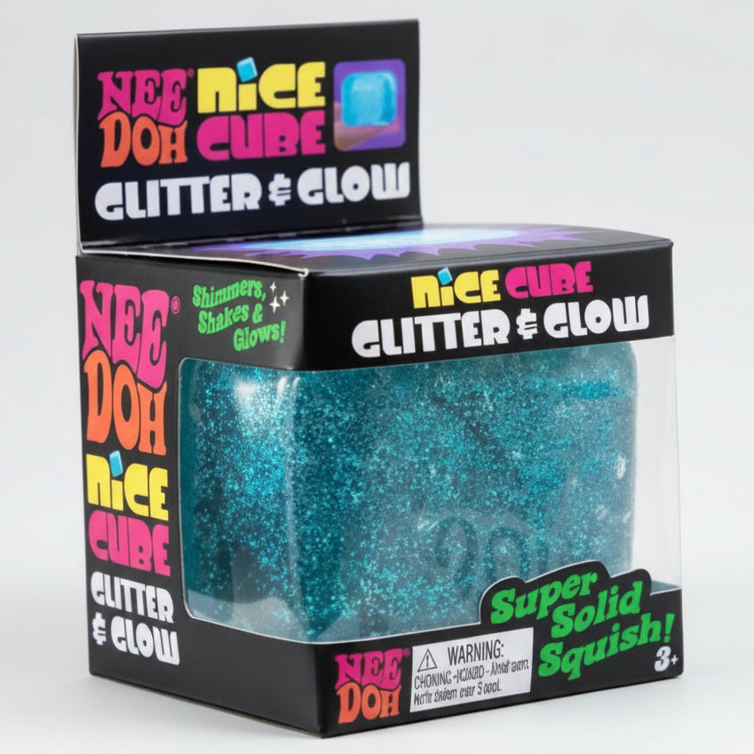 Schylling Nee-Doh Glitter and Glow Nice Cube: Blue Cube