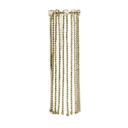 Rhinestone Long Tassel Hand Bracelet – Hollow Geometric Wristband & Cascading Crystal Fringe Cuff for Raves, Festivals & Clubwear