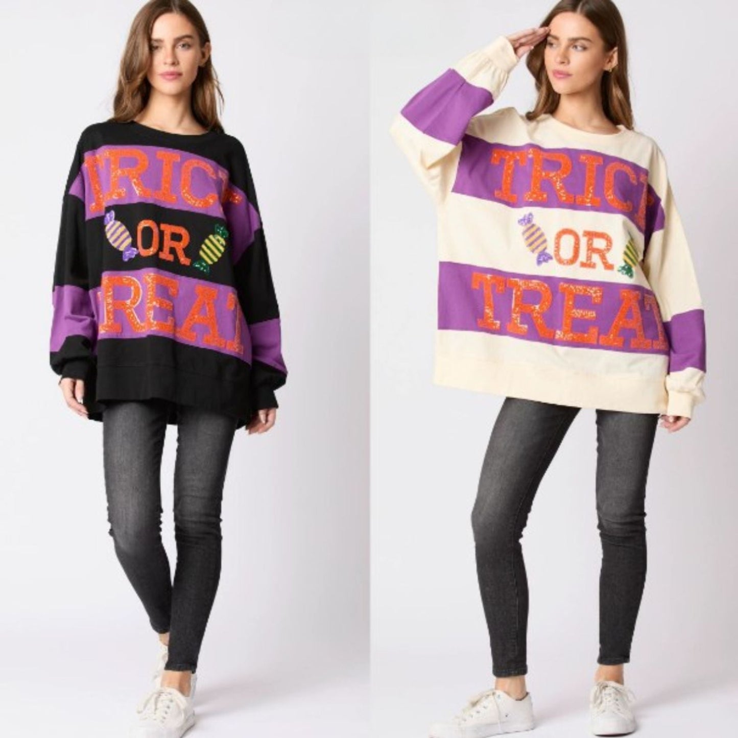 Sequin Halloween Sweatshirt for Women – Sparkly Festive Top