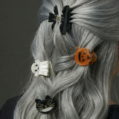 Set of 4 Velvet Claws Mini Spooky Hair Claws | Hair Claw Clip in Giftable Pouch