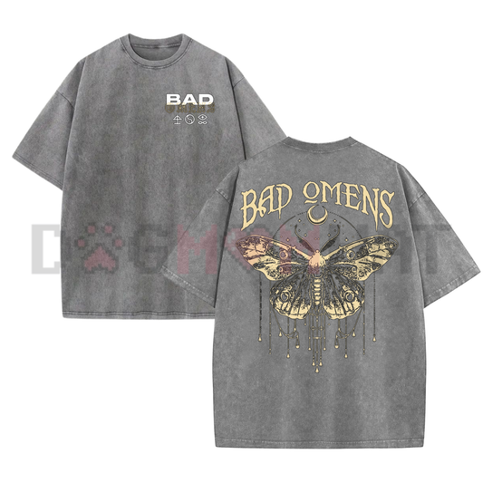 Vintage Bad Omens Moth Shirt – 90s Bootleg Double-Sided Metalcore Tee