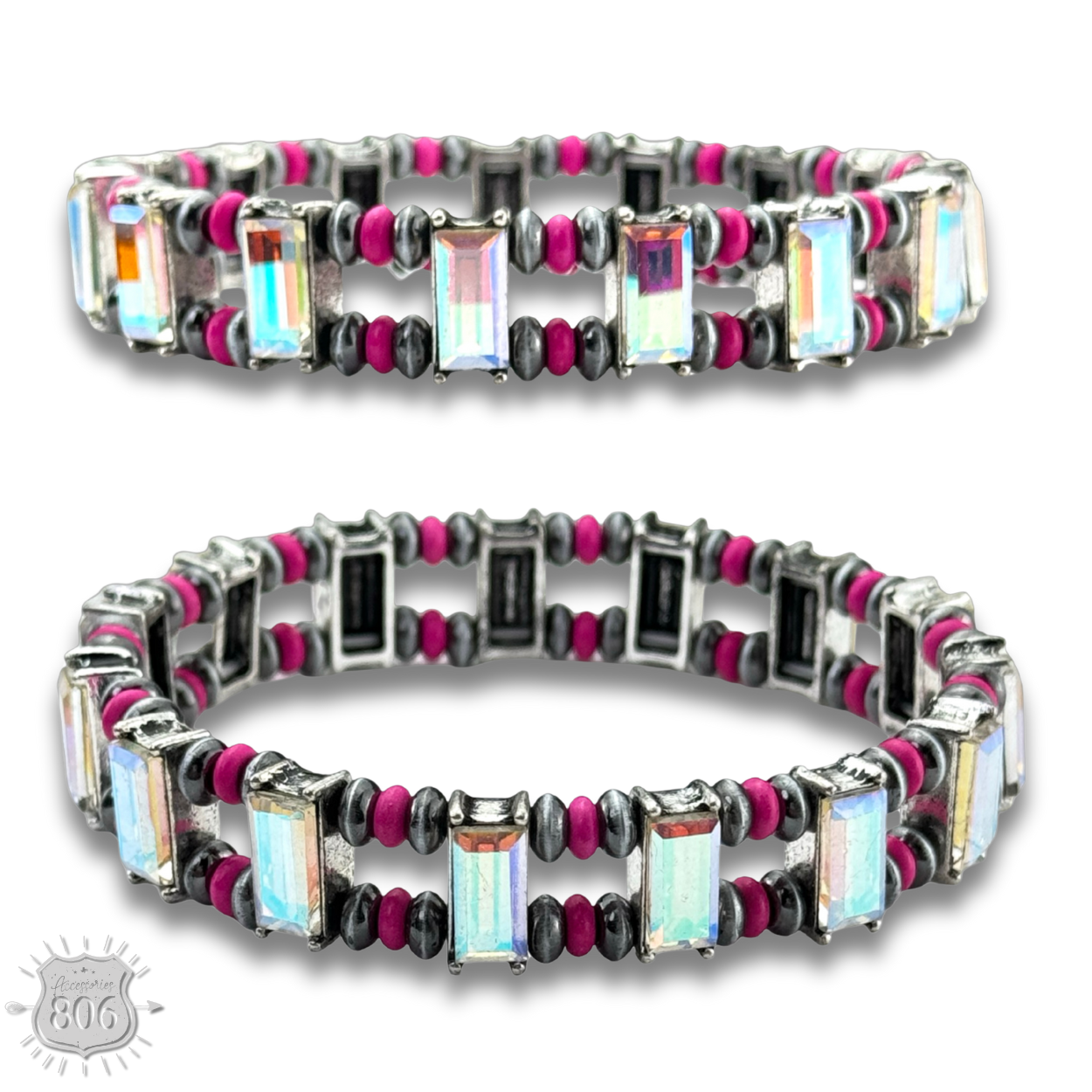 Rhinestone and burnished bead bracelet