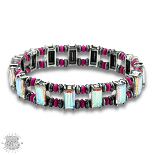 Rhinestone and burnished bead bracelet