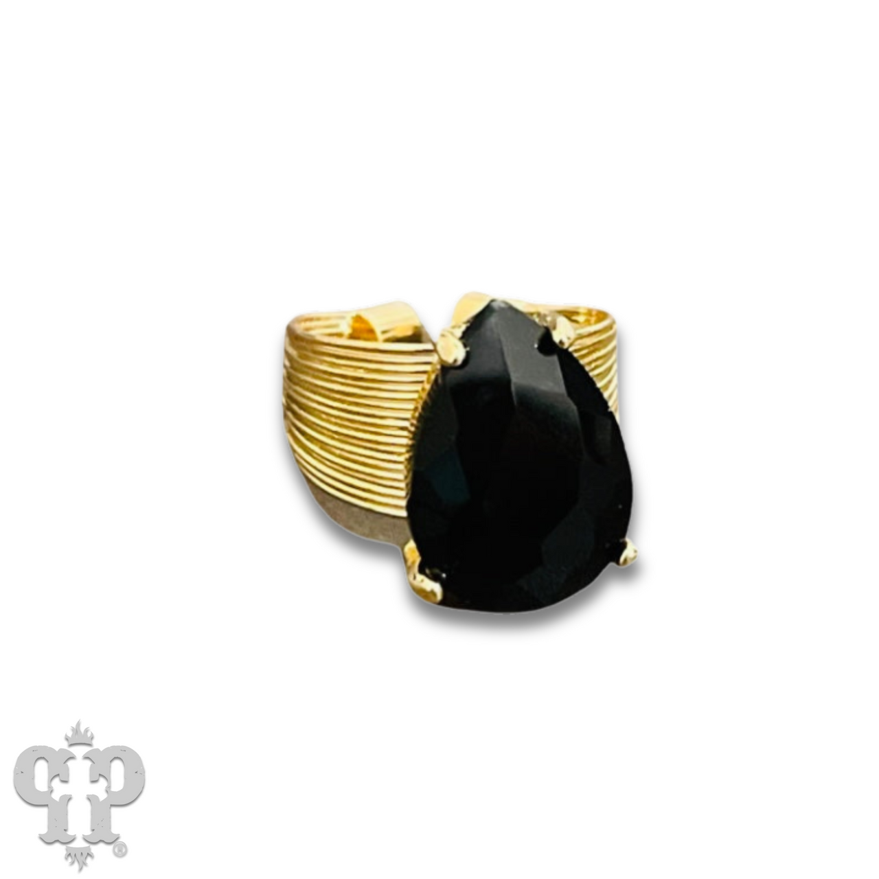 Faceted teardrop rhinestone adjustable ring - LC