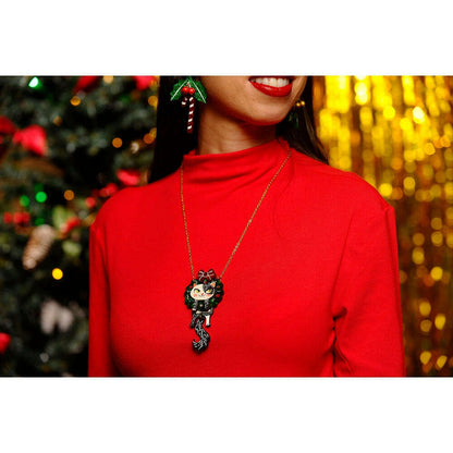 Cat in A Christmas Wreath Necklace by Laliblue
