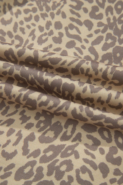 Khaki Leopard Retro Studded Star Patch Loose Tee