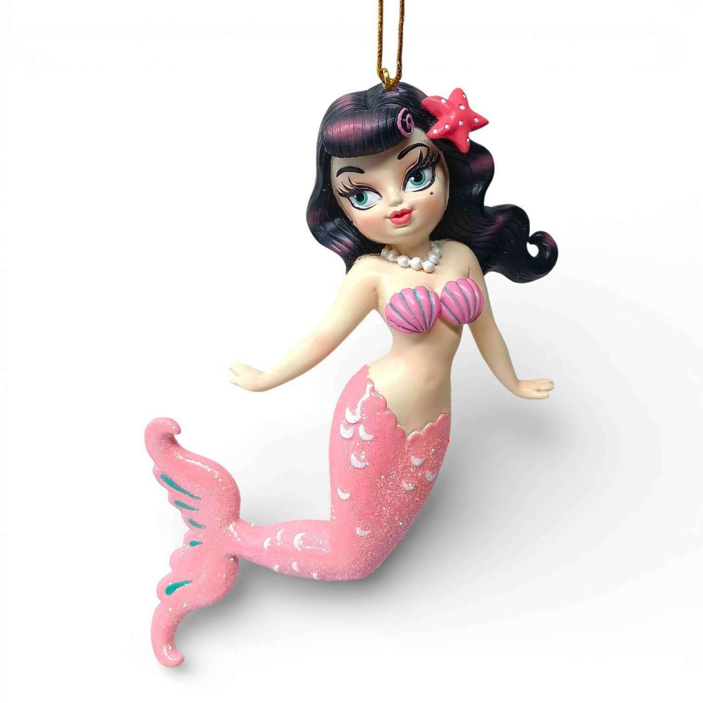 Cora 5.5" Brunette Baby Doll Mermaid Ornament | Miss Fluff December Diamonds