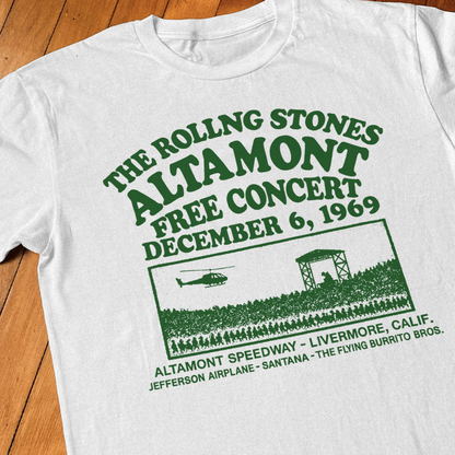 Rolling Stones 'Altamont Free Concert' Retro White T-Shirt