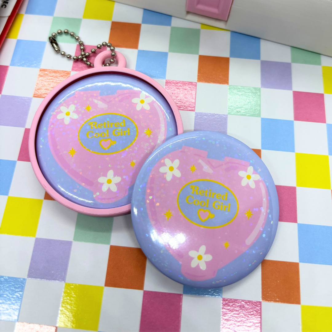 Retired Cool Girl | Large| Pin Back Button + Button Keeper Bag Charm