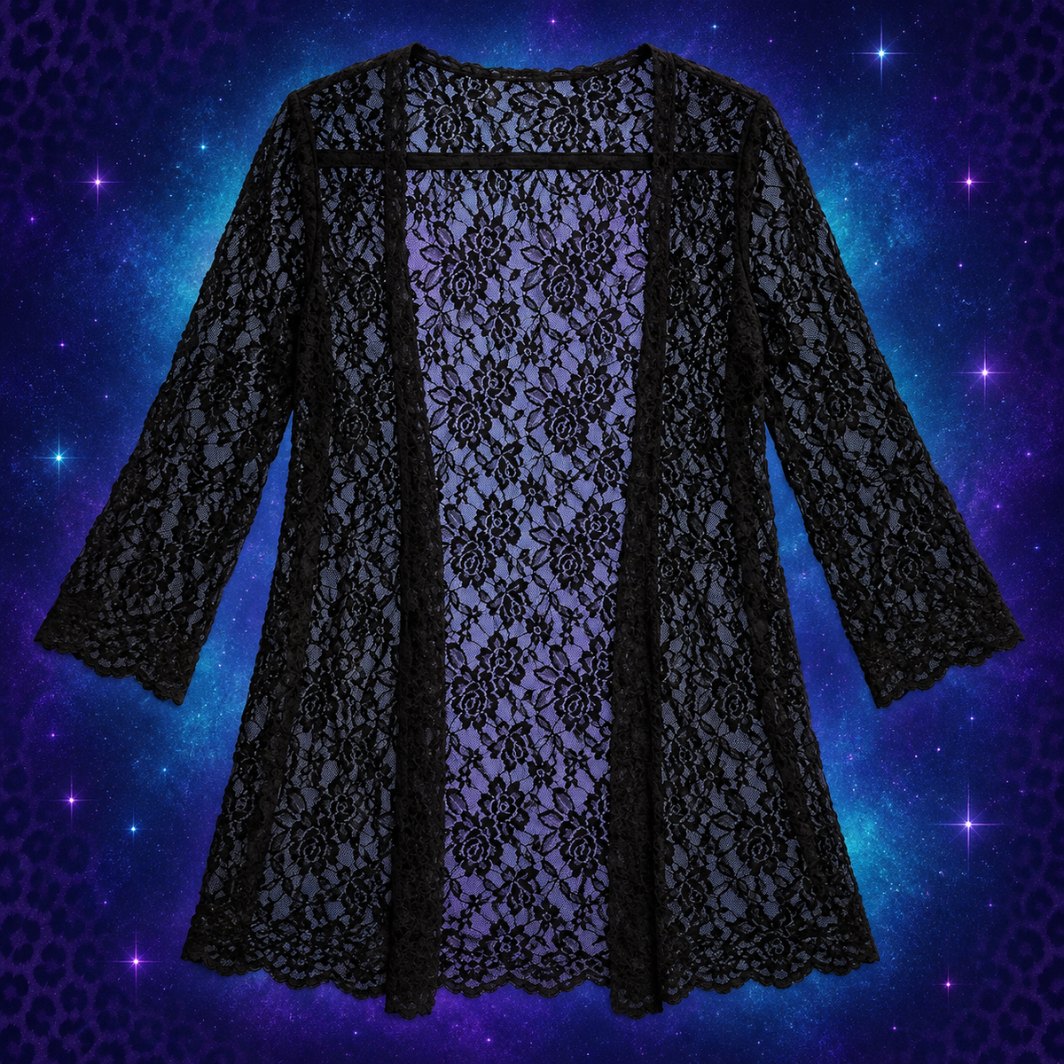Double Take black lace cardigan size 2X flat lay
