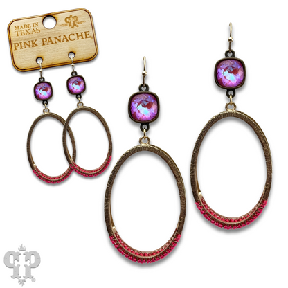 Double side oval earring, Austrian crystal - LC