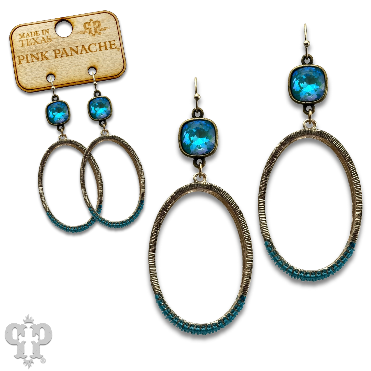 Double side oval earring, Austrian crystal - LC
