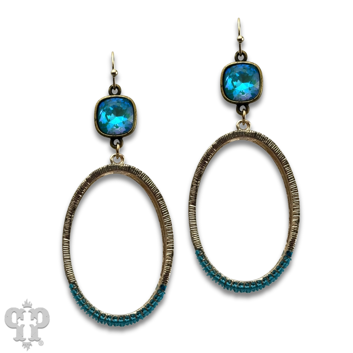 Double side oval earring, Austrian crystal - LC