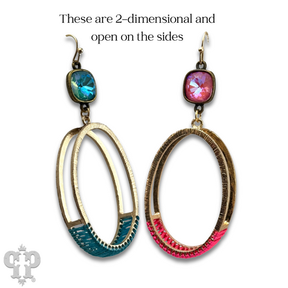 Double side oval earring, Austrian crystal - LC