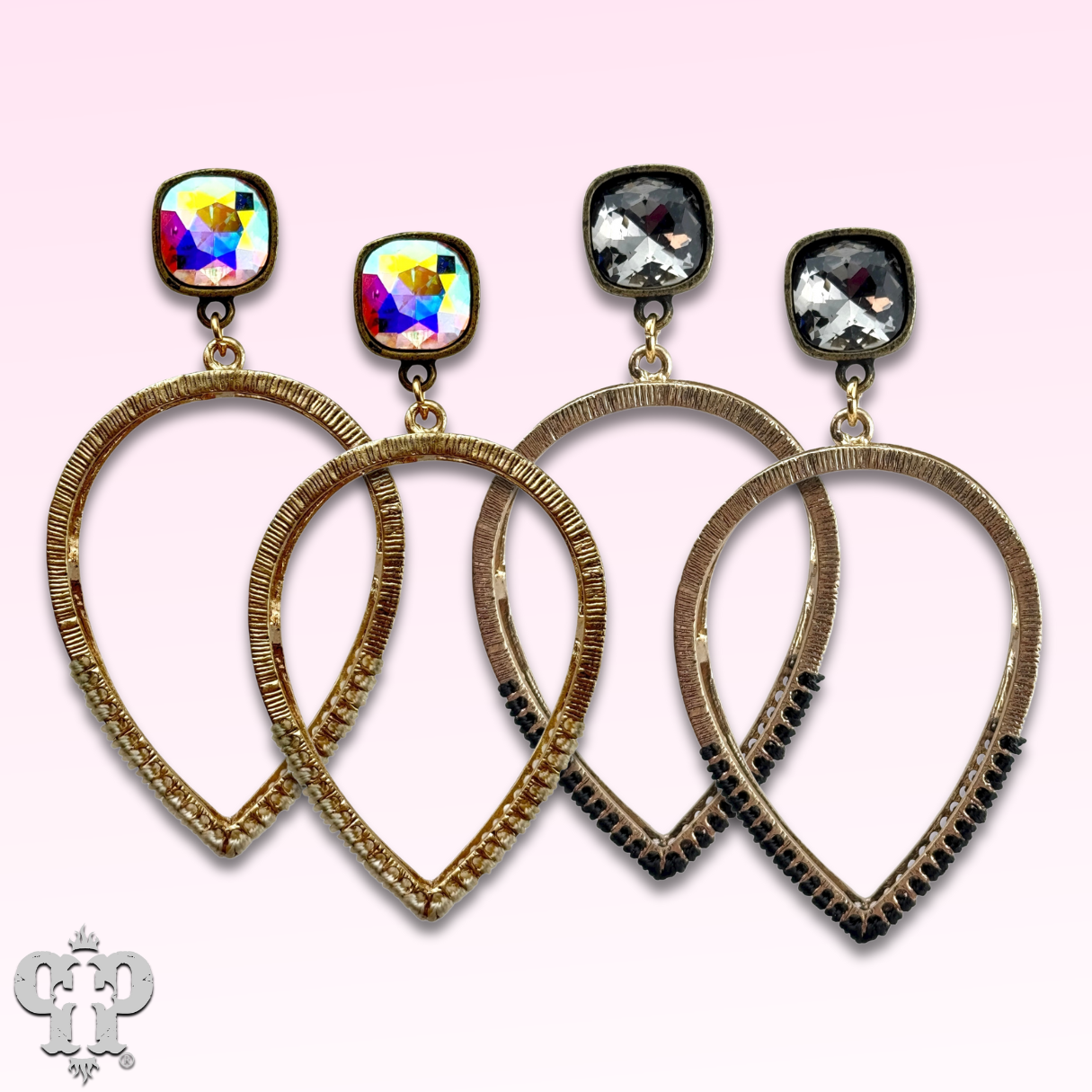 Upside down teardrop earring, Austrian crystal - LC