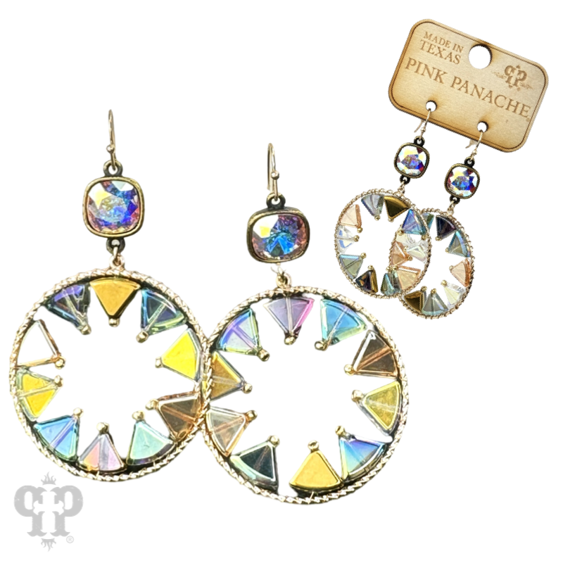 Triangle bead circular dangle earring with Austrian crystal - LC
