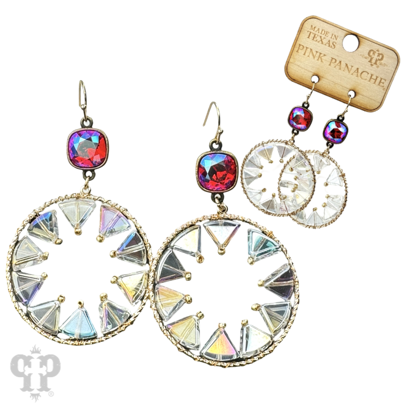 Triangle bead circular dangle earring with Austrian crystal - LC