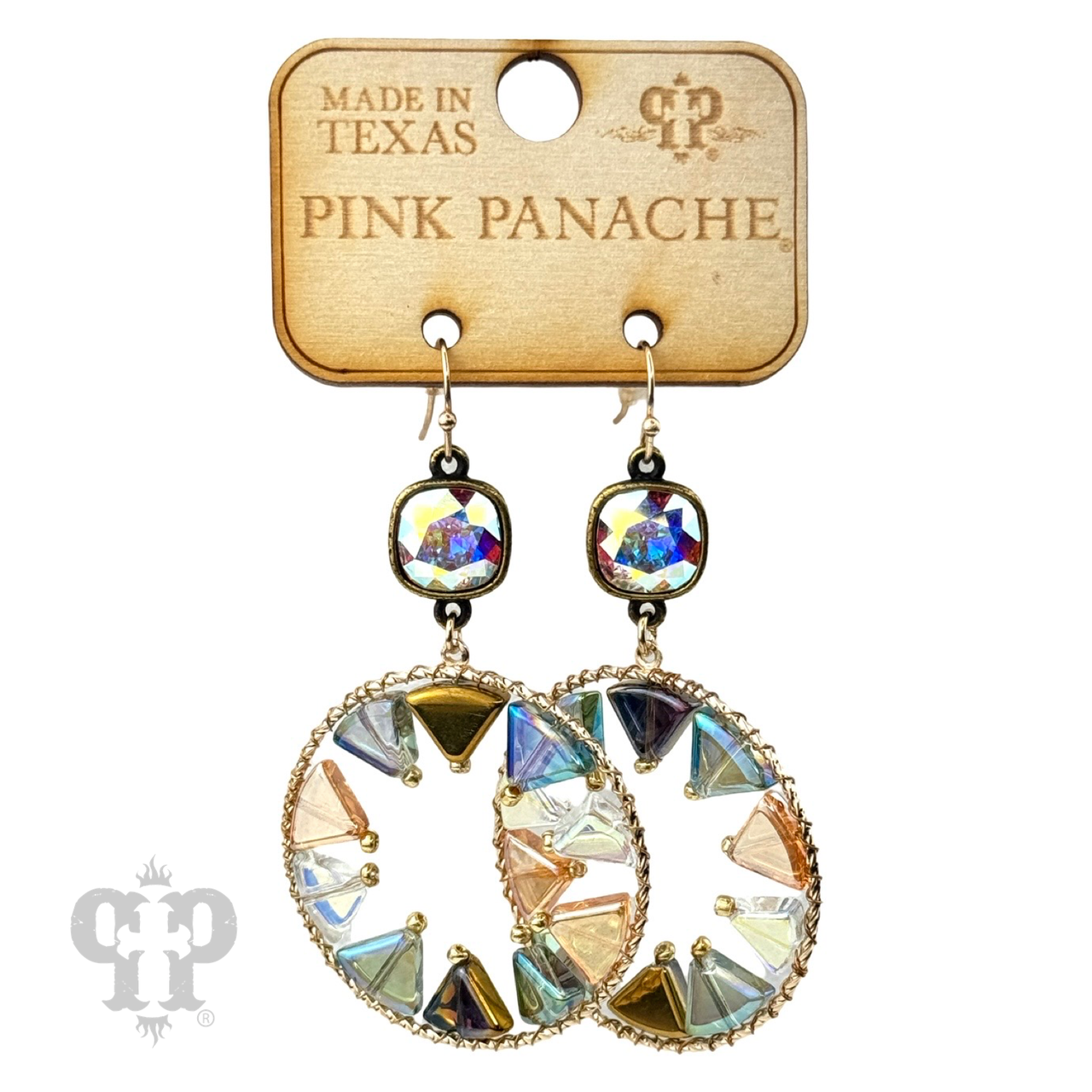 Triangle bead circular dangle earring with Austrian crystal - LC