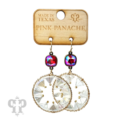 Triangle bead circular dangle earring with Austrian crystal - LC