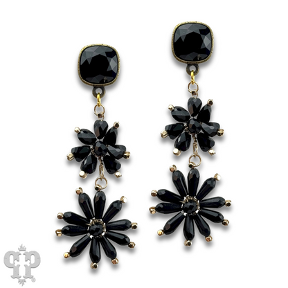 Flower bead and Austrian crystal dangle earring - LC