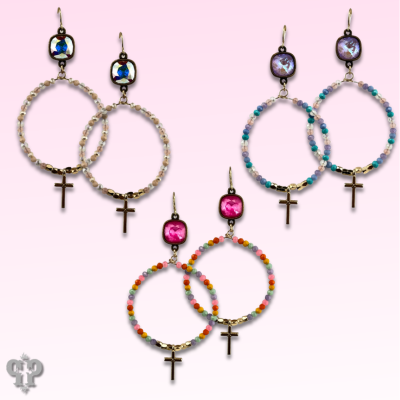 Cross charm earring with Austrian crystal