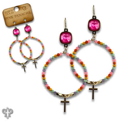 Cross charm earring with Austrian crystal