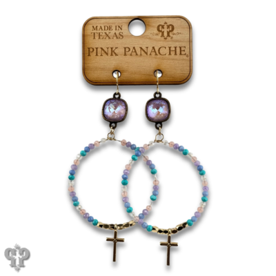 Cross charm earring with Austrian crystal