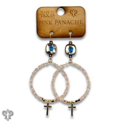 Cross charm earring with Austrian crystal