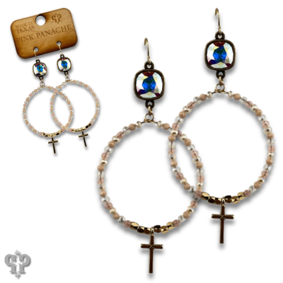 Cross charm earring with Austrian crystal