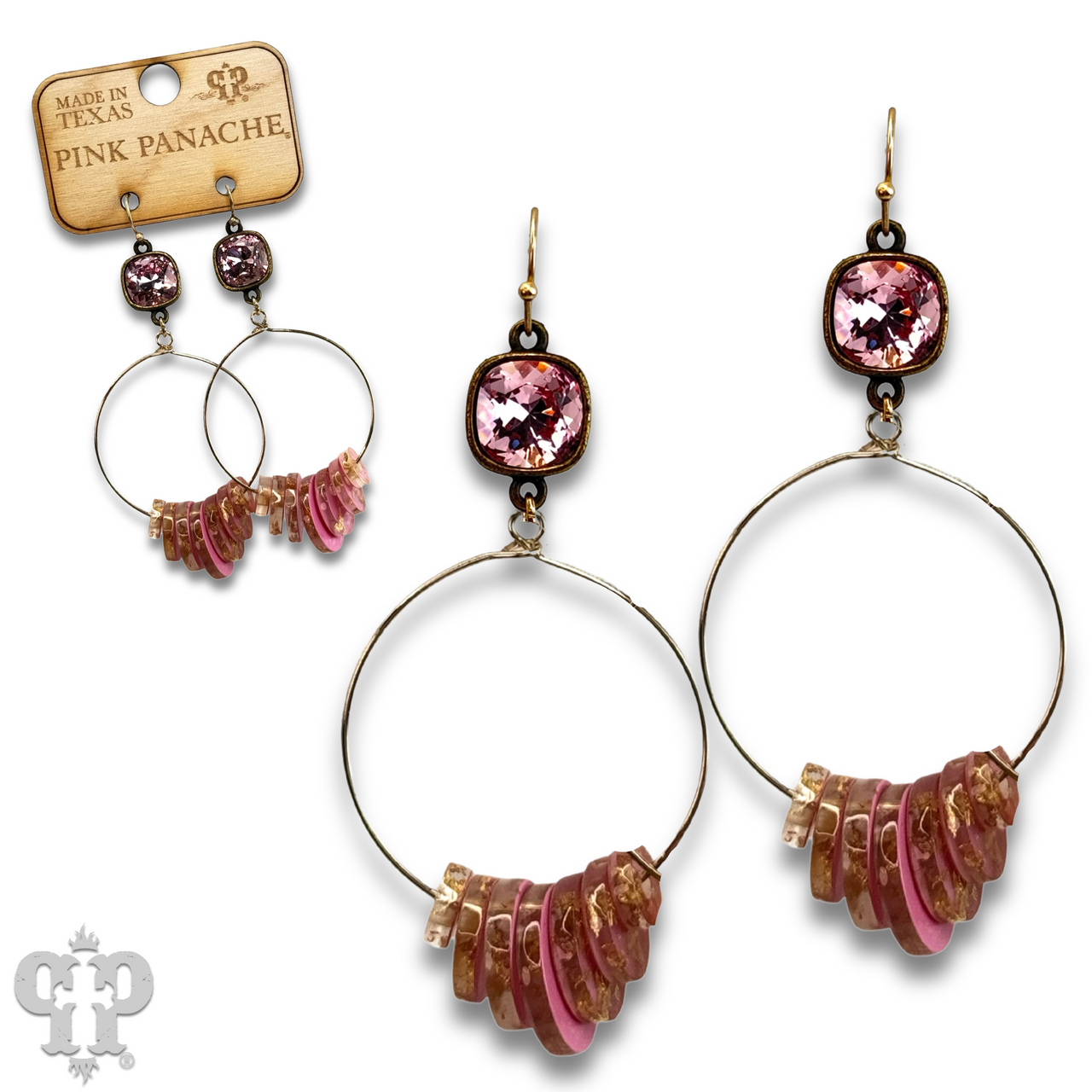 Graduated acrylic disc earring with Austrian crystal