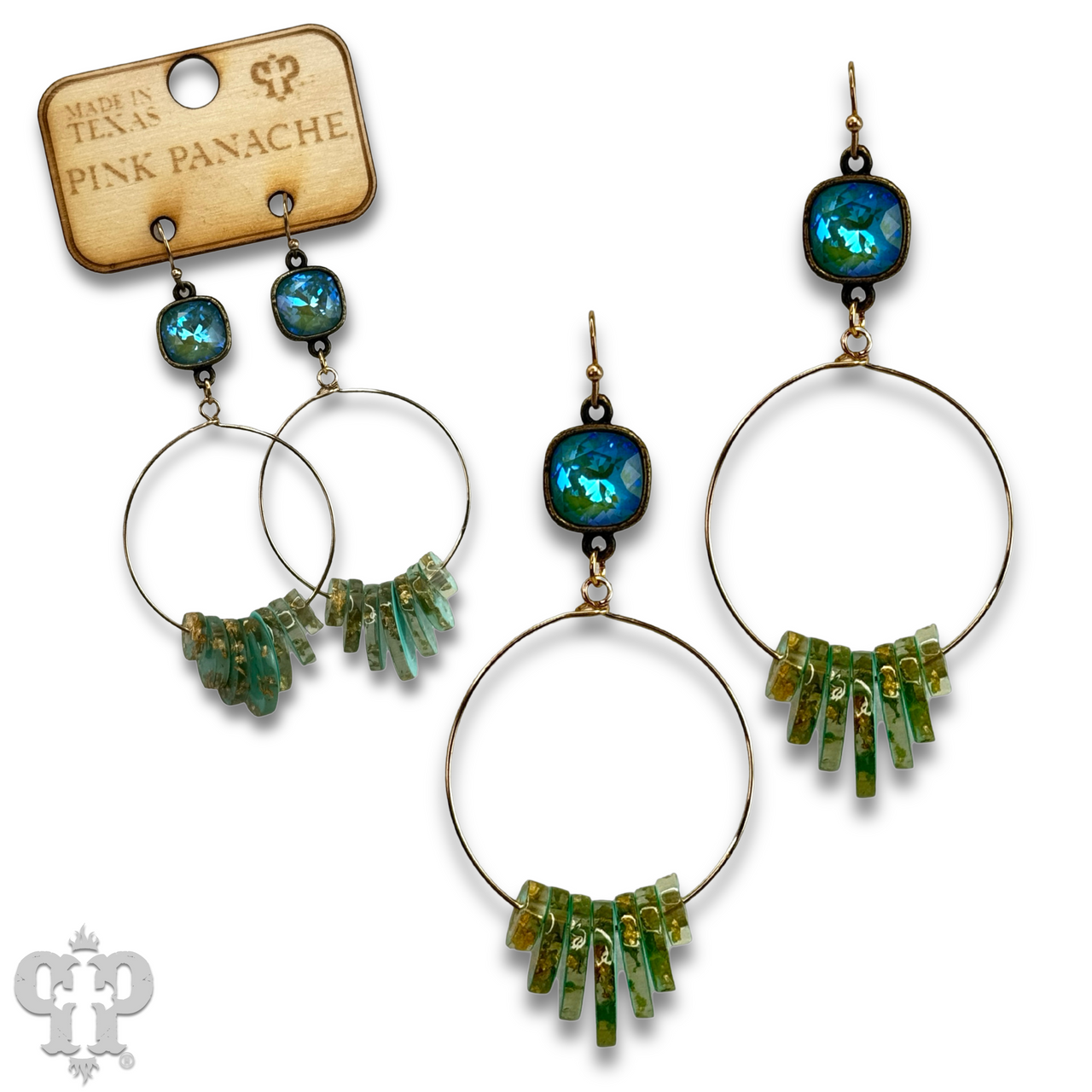 Graduated acrylic disc earring with Austrian crystal