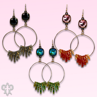 Graduated acrylic disc earring with Austrian crystal