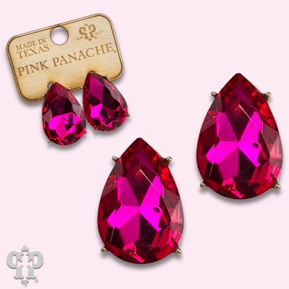 Teardrop rhinestone post earring