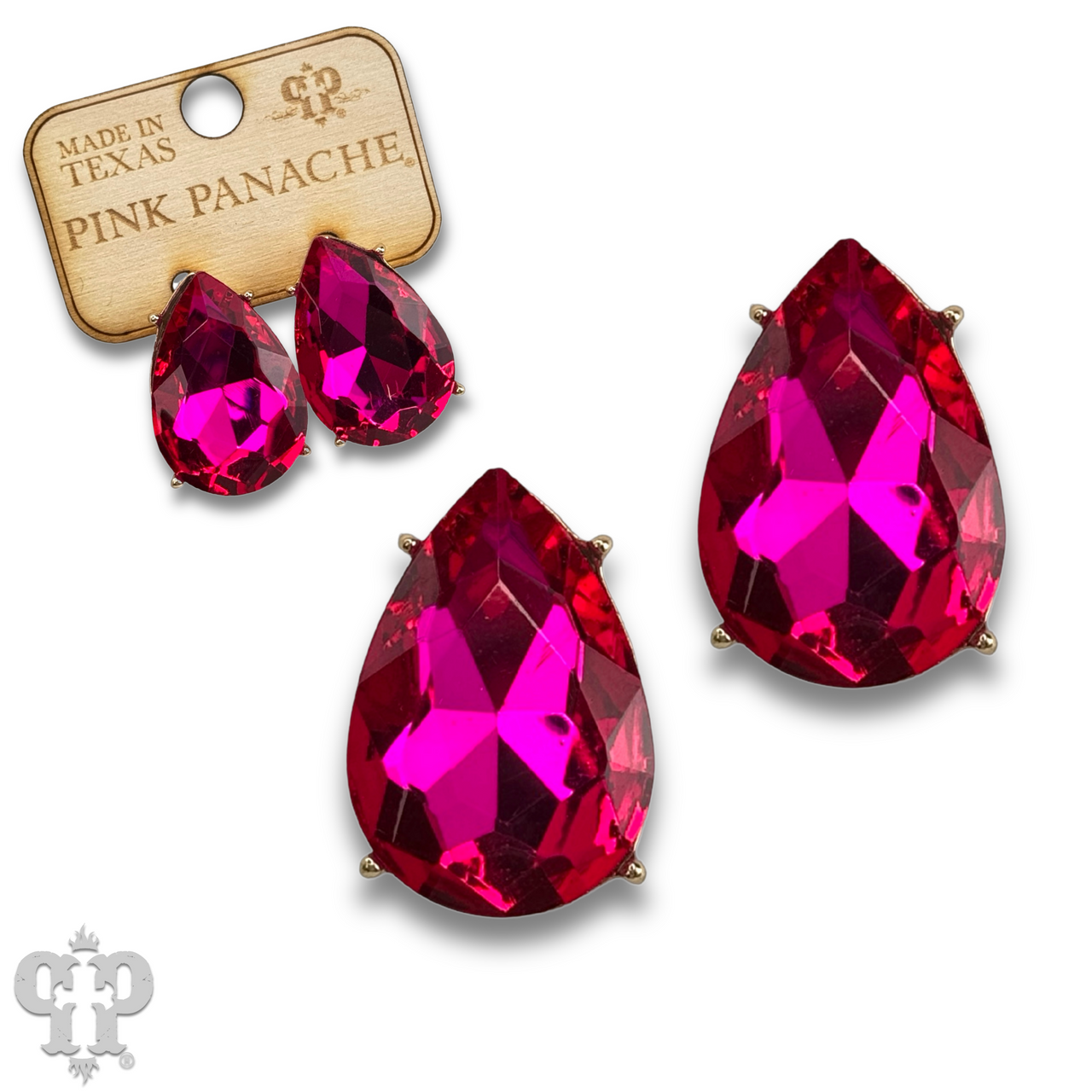 Teardrop rhinestone post earring