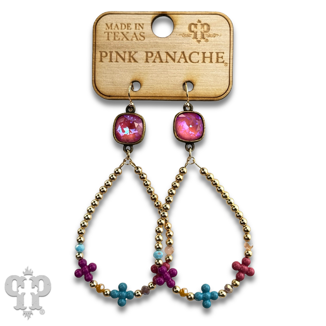 Multi-color flower bead earring with Austrian crystal