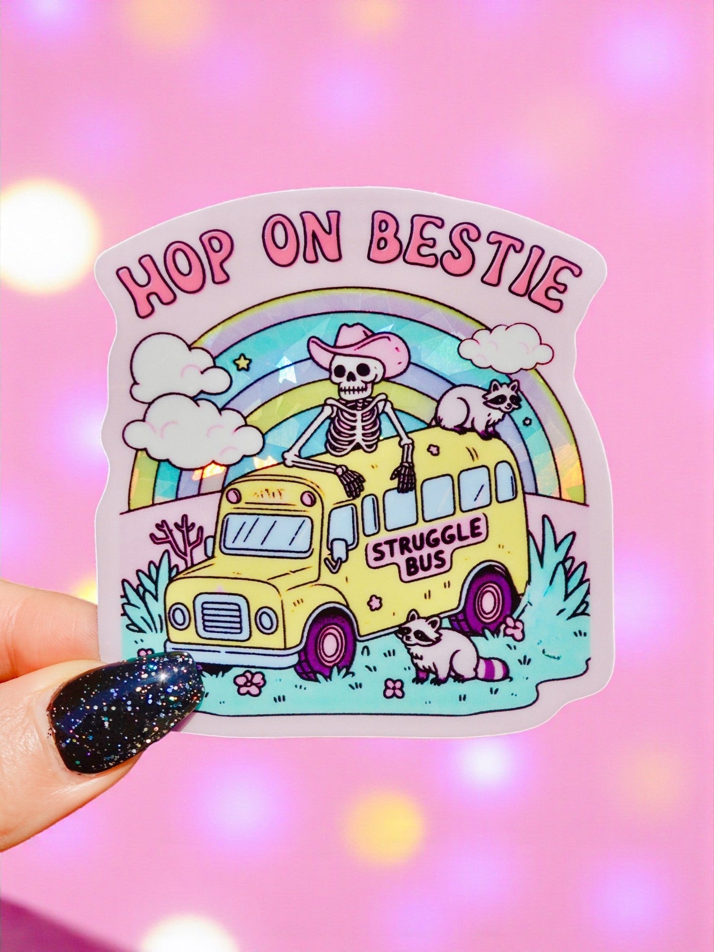 Hop On Bestie Struggle Bus Sticker